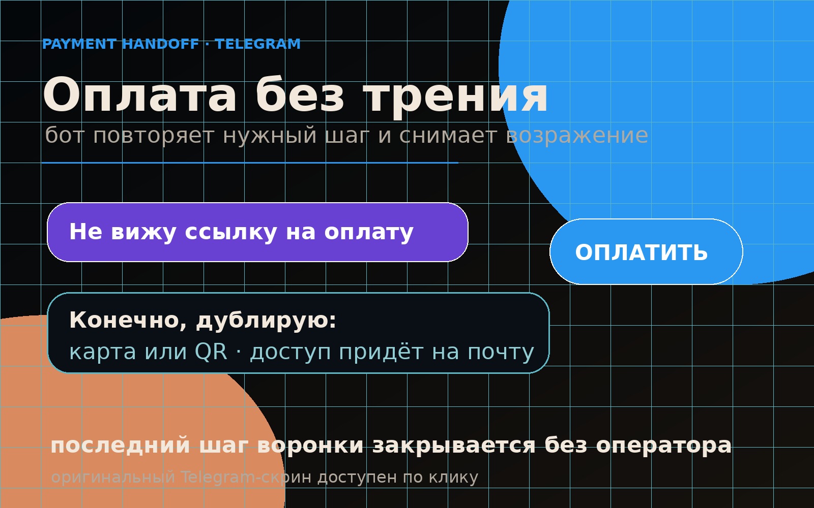 Telegram bot repeats the payment link and explains the next step